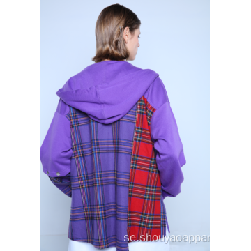 STICKA HOODIE MED CONTRASTING CHECK STOFF